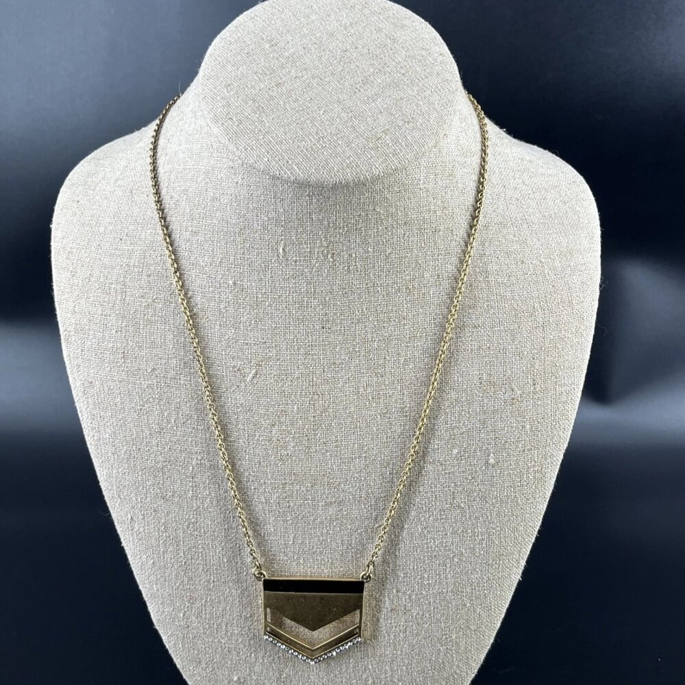 J. Crew Factory Gold Chevron Necklace w/ Crystals, 18"